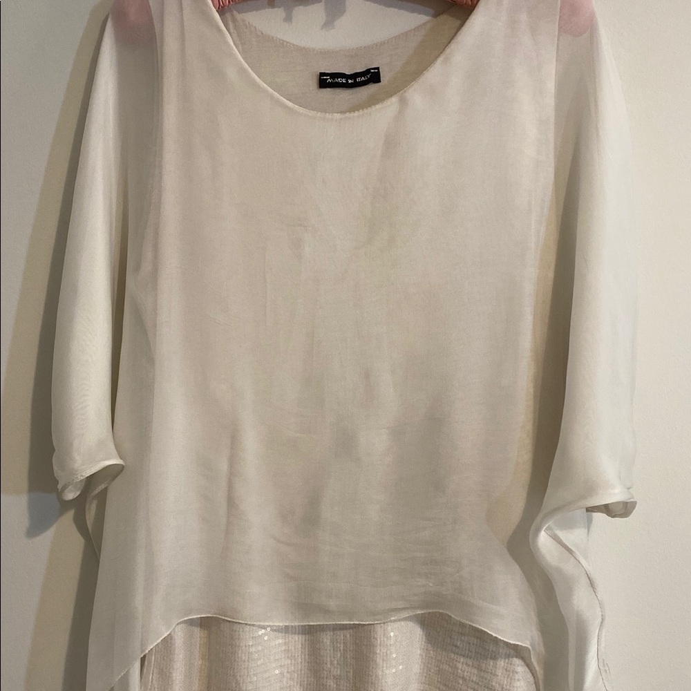 Made in Italy Off-white Chiffon/sequence blouse